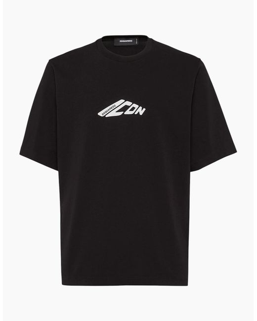 DSquared² Black T Shirts Drop Shoulder Cotton Tee for men