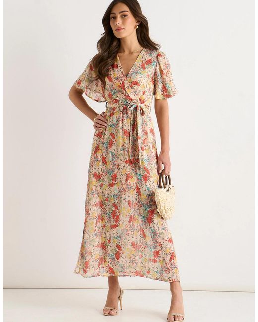 Gini London Multicolor Floral Jacquard Chiffon Midi Dress