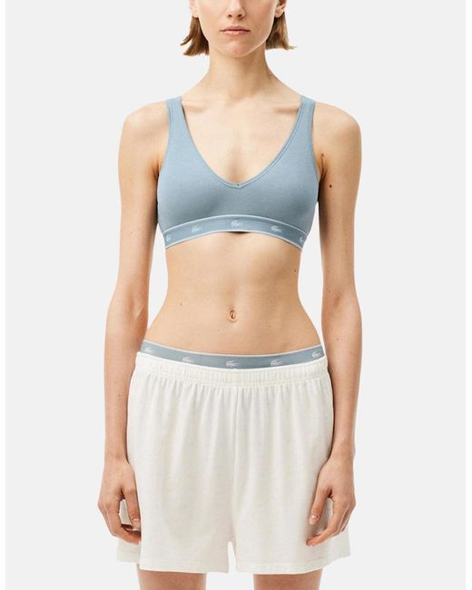 Lacoste Blue Essential Stretch Cotton Triangle Bralette