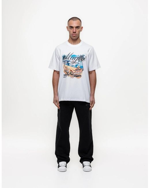 Magrit White Dream Beach Printed T-Shirt for men