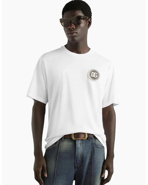 Dolce & Gabbana White T-Shirt With Logo for men