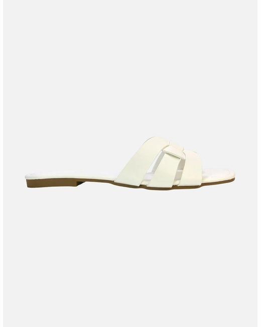 XY London White Ladies Luci Square Toe Strappy Sandals