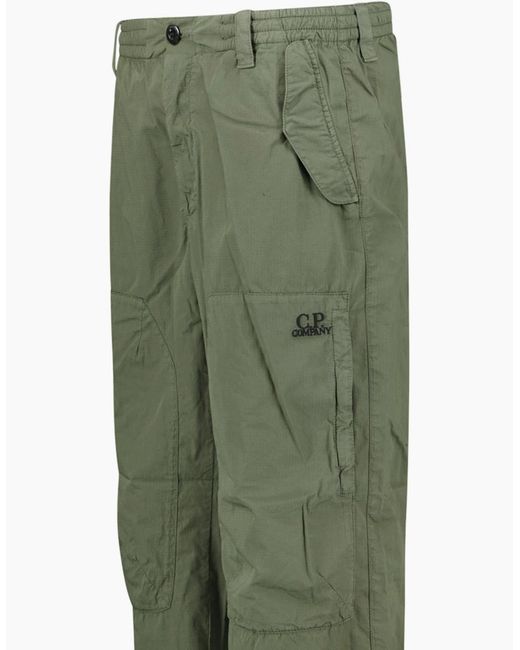 C P Company Green Thyme Cotton Rip Stop Loose Cargo Pants for men
