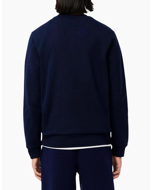 Lacoste Blue Sweatshirt Crew Neck Fleece Brushed Cotton Winter Jumper for men