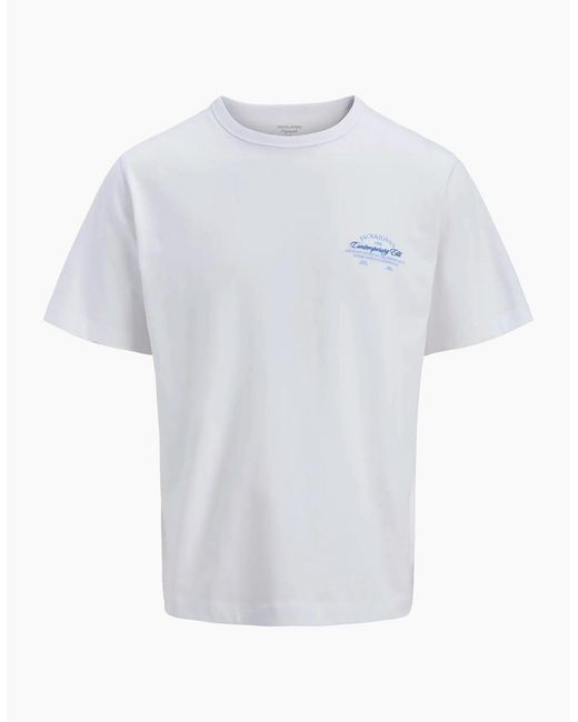 Jack & Jones White Jornantucket Script Chest Tee Bright for men