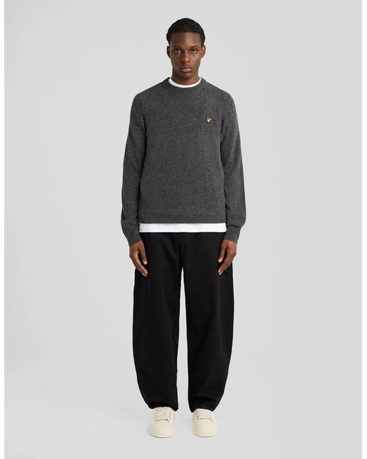 Lyle & Scott Gray Lambswool Blend Crew Neck Jumper for men