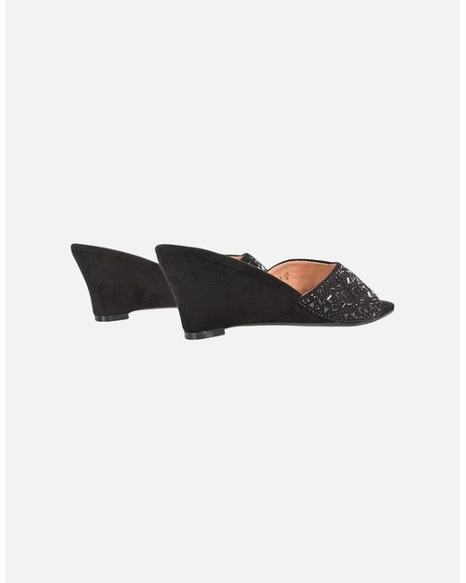 XY London Black Ladies Georgia Diamante Heeled Mule Sandals