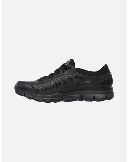 Skechers Black Occupational /Ladies Eldred Slip Resistant Lace Up Work Shoes