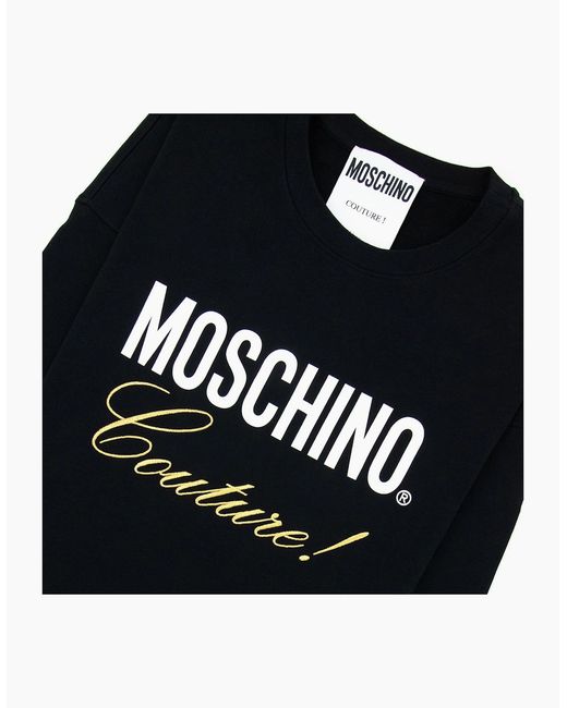 Moschino Black Couture Script Print Logo Jumper for men