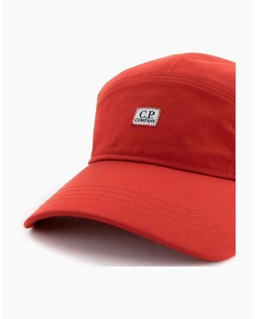 C P Company Red Chrome Logo Cap 455 for men