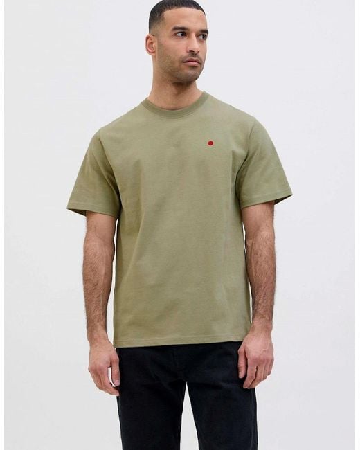 Jack & Jones Green Embroidered Crew Neck Short Sleeve Jersey T-Shirt for men