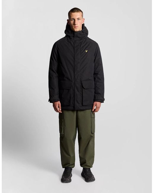 Lyle & Scott Black Heavyweight Hooded Parka for men