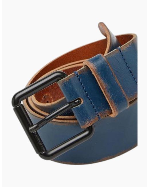 DIESEL Blue B-Paint Genuine Leather Belts Vintage Washing Metal Buckle Casual for men