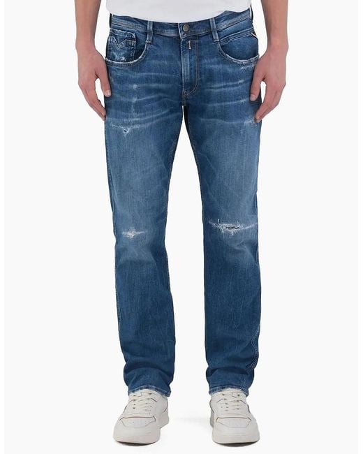 Replay Blue Anbass Slim Tapered Jeans