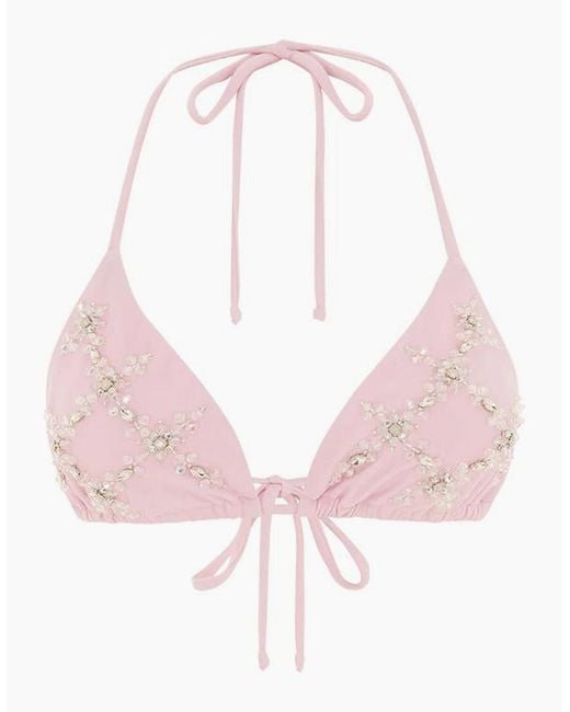 Oceanus Pink Rose Luxe Self-Tie Bikini Top