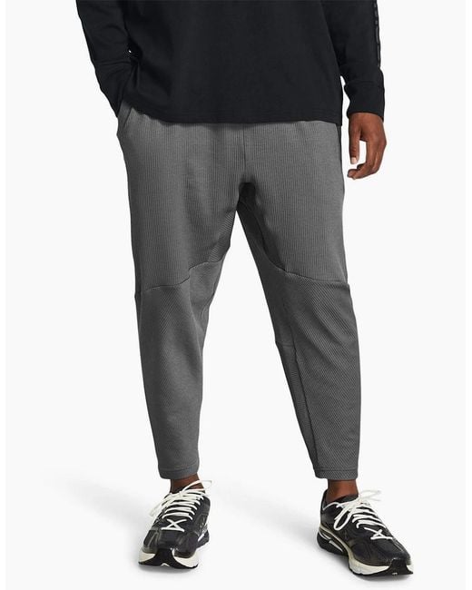 Under Armour Gray Ribbed Joggers With Open Hem for men