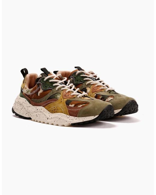 Flower Mountain Green Wave Suede Camouflage Trainers for men