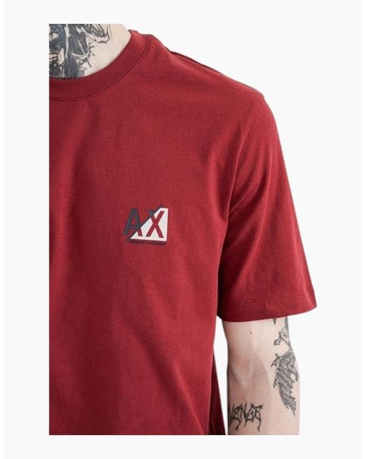 Armani Red Exchange T-Shirts Milano Basic Ax Print Tee for men