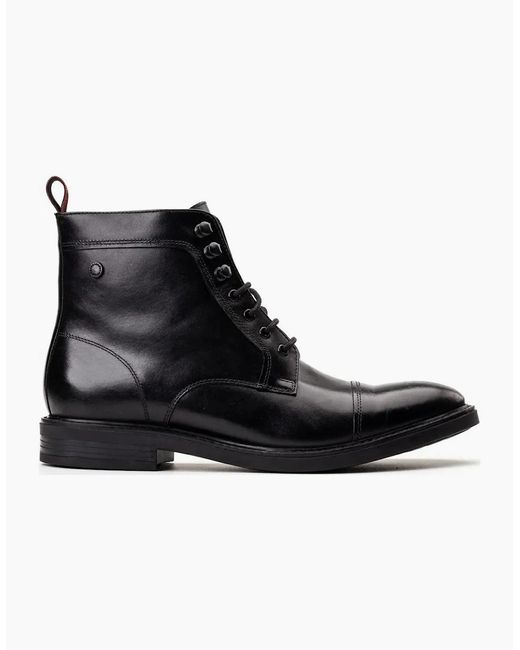 Base London Black London Plymouth Toe Cap Boot for men