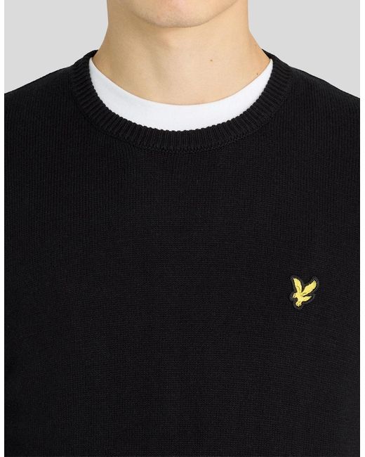 Lyle & Scott Black Cotton Merino Crew Neck Jumper for men