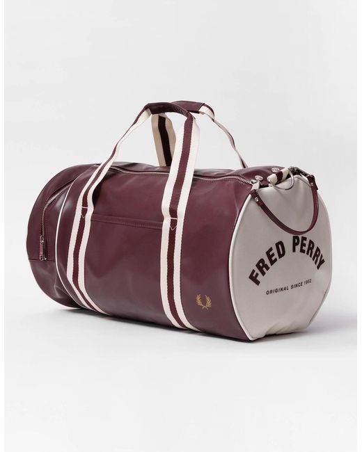 Fred Perry Red Recycled Polyester Classic Barrel Bag for men
