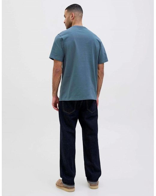 Jack & Jones Blue Embroidered Crew Neck Short Sleeve Jersey T-Shirt for men