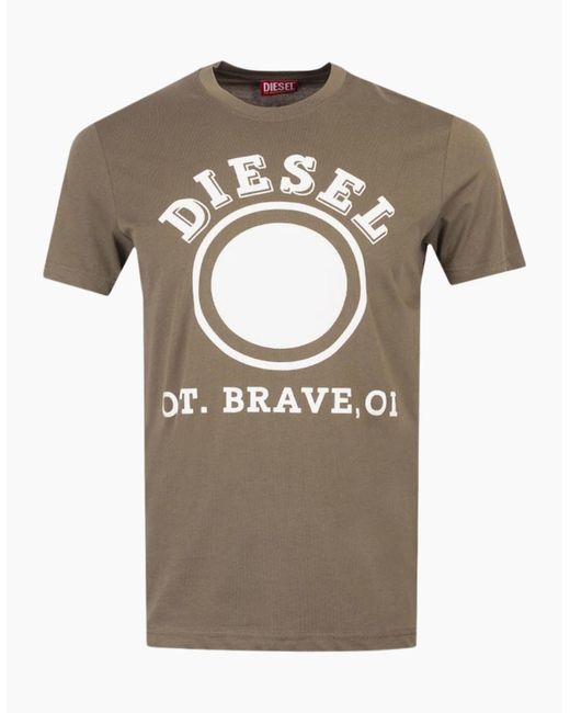 DIESEL Gray 1976 Varsity Logo Ivy T-Shirt for men