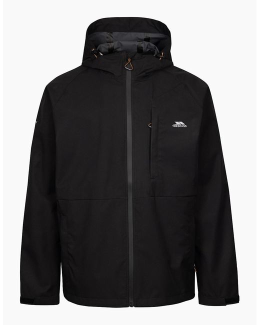 Trespass Black Ferryhill Waterproof Jacket for men