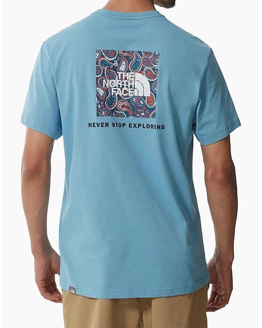 The North Face Blue T Shirts Crew Neck Short Sleeve Box Cotton Tee for men