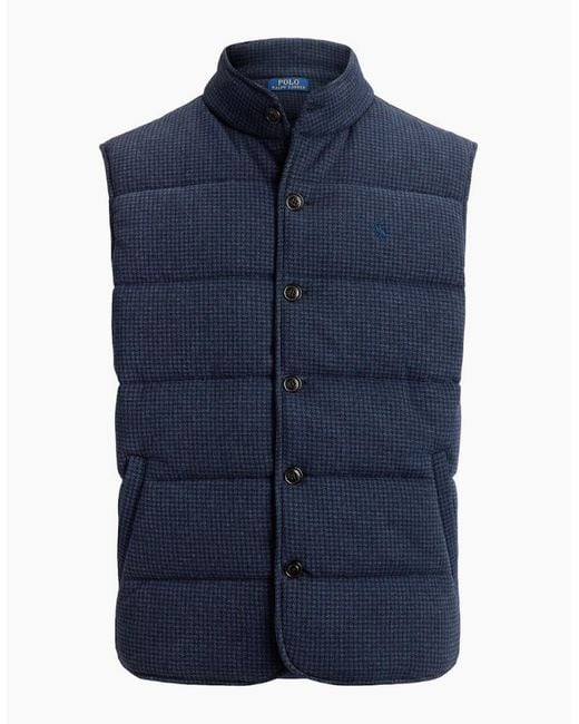 Polo Ralph Lauren Blue Double Knit Jacq Gilet 002 Winter Heather-Dogtooth for men