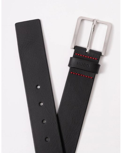 Boss Black Hugo Gionios Grainy Embossed-Leather Belt With Brushed Metal Hardware Nos for men