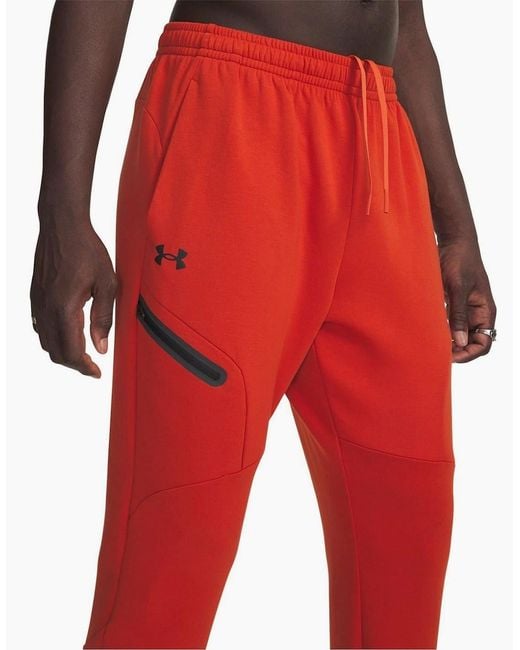 Under Armour Red Unstoppable Fleece Joggers With Zipped Pocket for men