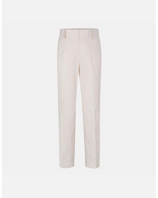 Boss White Genius Solid Patterned Straight Chinos for men