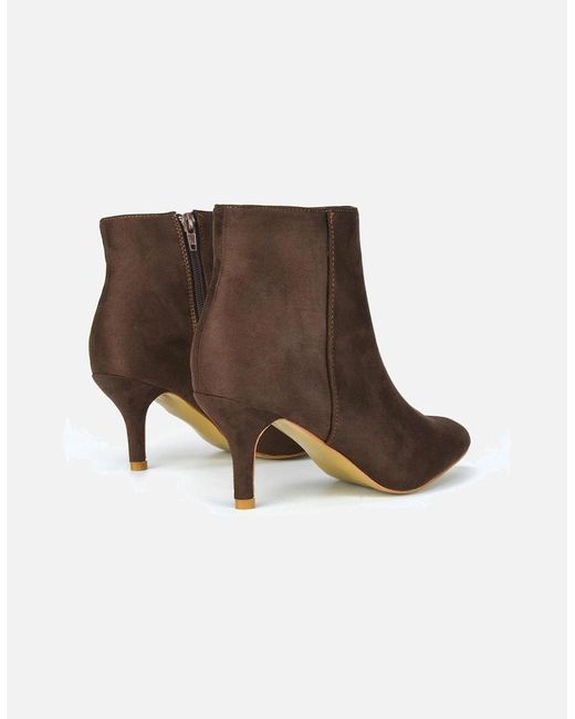XY London Brown Ladies Anastsia Side Zip Mid Kitten Heel Ankle Boots