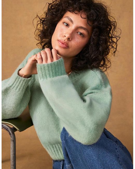 Ro&zo Green Cropped Jumper With Alpaca