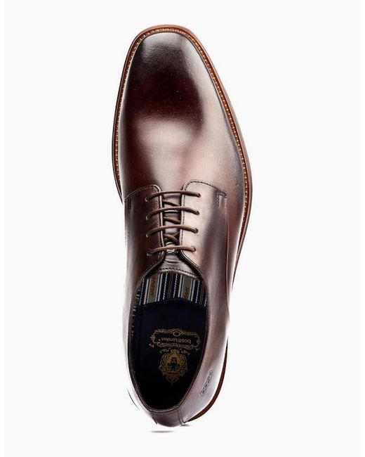 Base London Brown Marley Plain Toe Derby Shoes for men