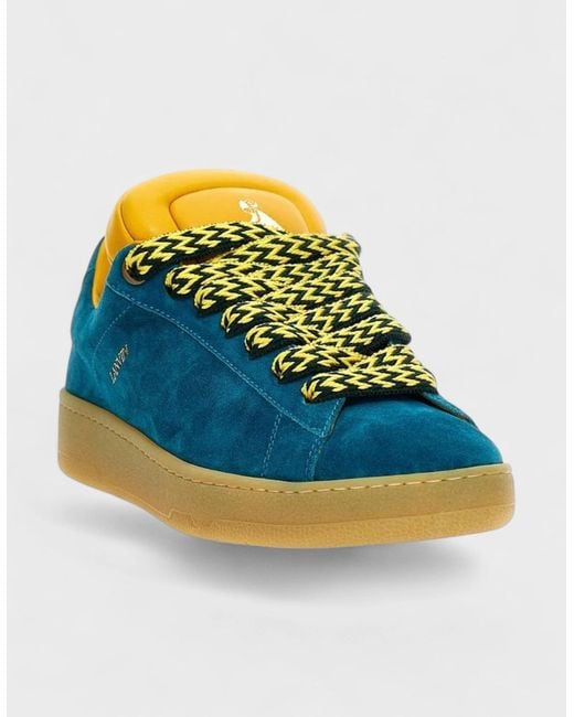 Lanvin Blue X Future Hyper Curb Suede Sneakers