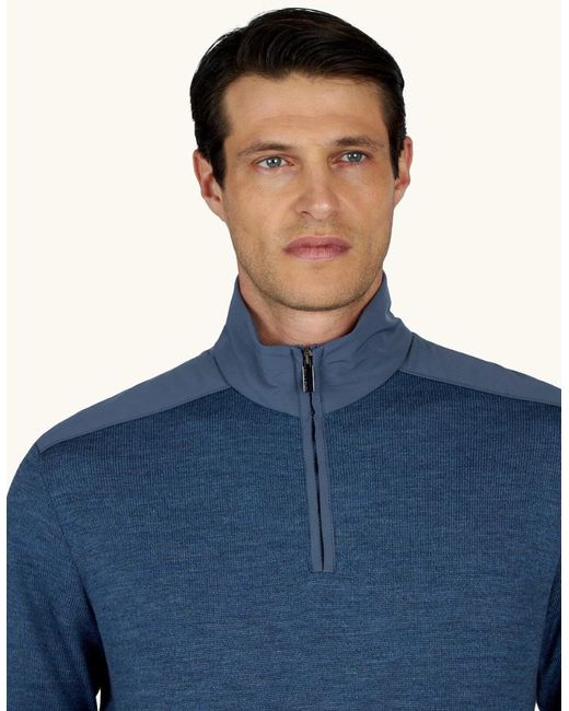 Paul & Shark Blue Half Zip Wool Sweater With Typhoon Stretch 635 Vintage for men