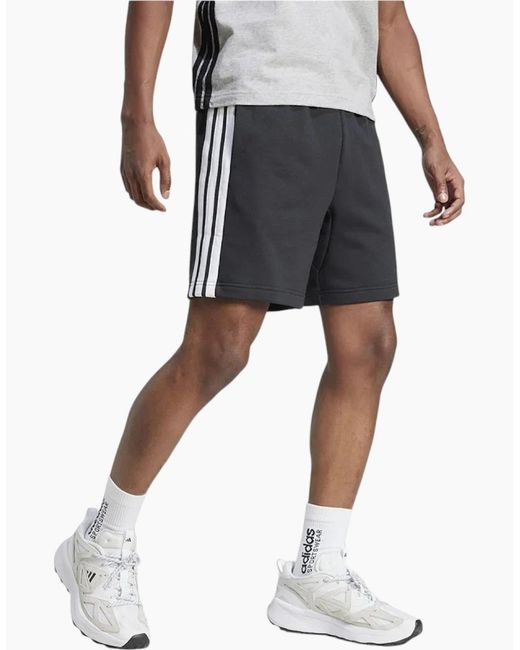 Adidas Black Essential 3 Stripes French Terry Shorts Summer Casual Beach Bermuda for men