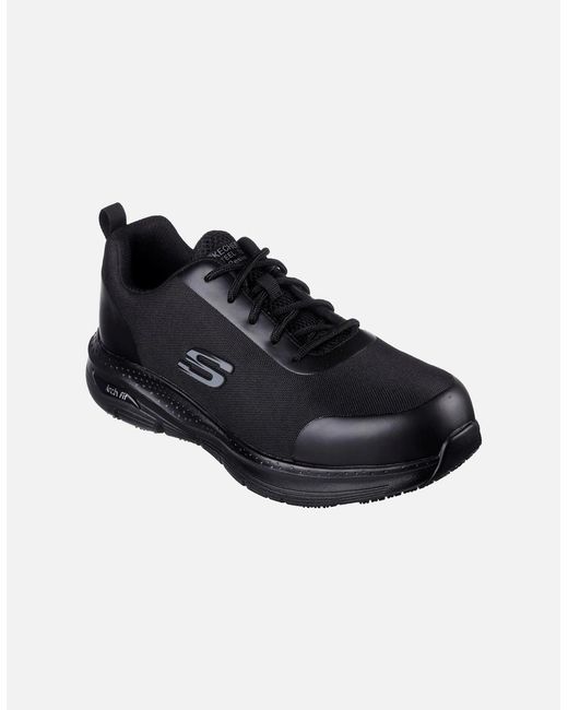 Skechers Black Workwear Arch Fit Sr Ringstap Textile Safety Trainers for men