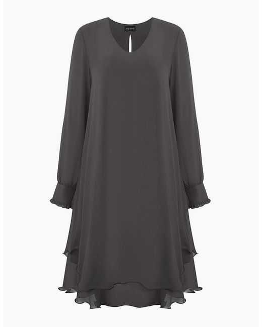 James Lakeland Gray Long Sleeve Charcoal Wave Hem Dress