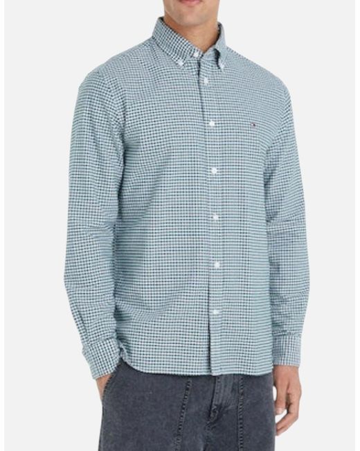 Tommy Hilfiger Blue Heritage Shirt Oxford Gingham Long Sleeves New Regular Fit for men