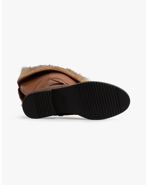 Hush Puppies Brown Bonnie Leather Mid Height Boots Tan