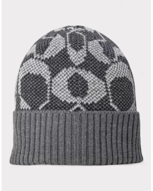 COACH Gray Signature Beanie