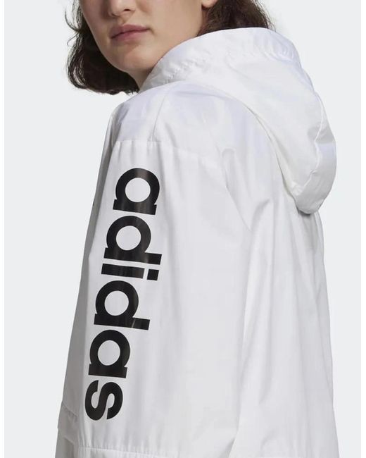 Adidas White Ess Oversized Windbreaker Jacket