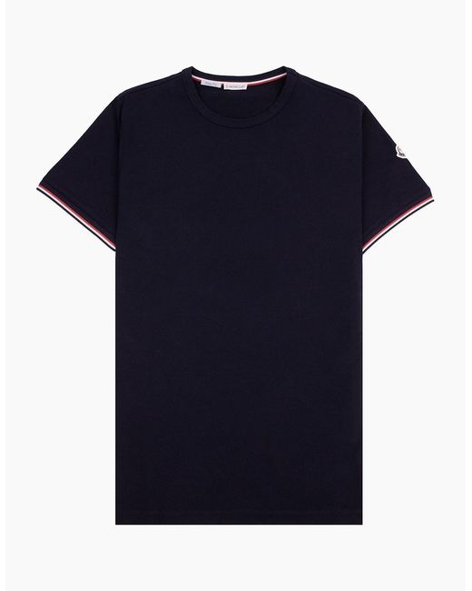 Moncler Blue Tricolour-Trimmed Cotton T-Shirt 778 for men