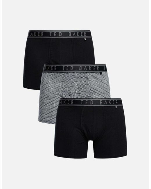 Ted Baker Black 3-Pack Geo Print Boxer Briefs for men