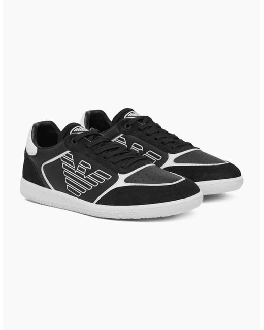 EA7 Black Eagle Logo Suede/ Lace Up Trainer for men