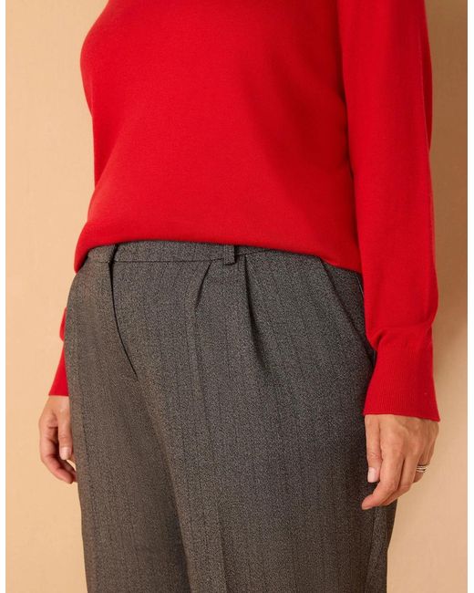 Live Unlimited London Gray Herringbone Wide Leg Trouser