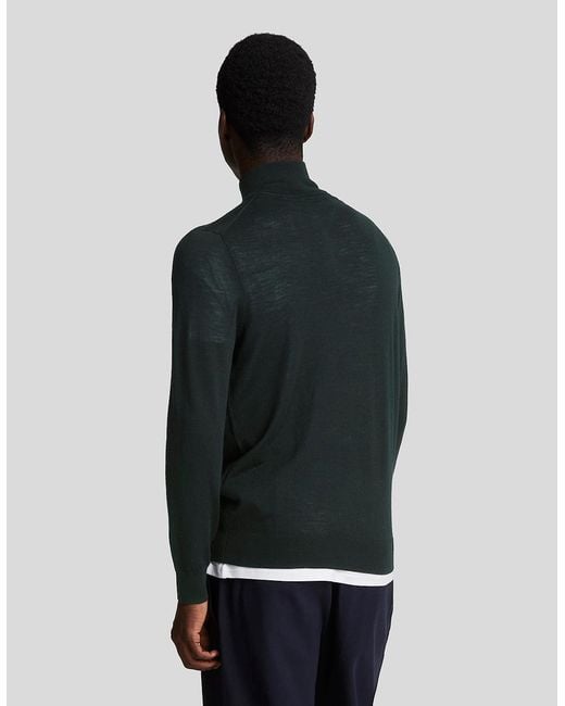 Lyle & Scott Green Merino Wool 1/4 Zip Jumper for men